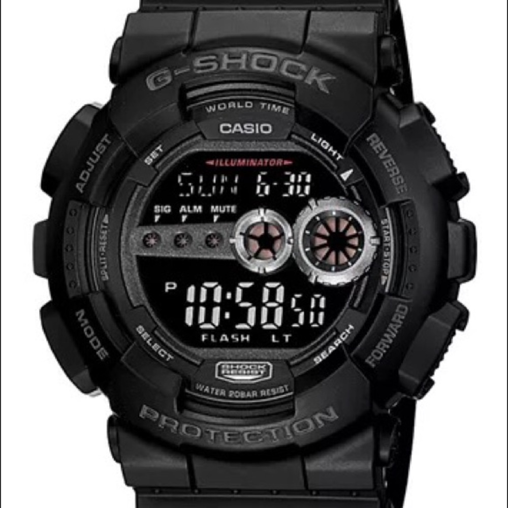 Men's XL Digital Black Resin Strap Watch